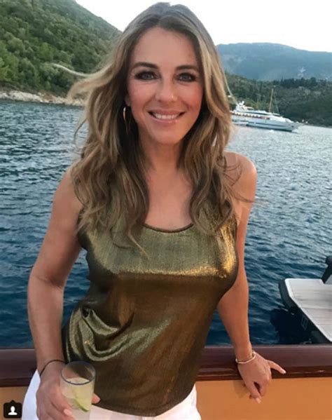 Liz Hurley Instagram Hugh Grants Ex 53 Ditches Bra In Ridiculously Clingy Top Daily Star