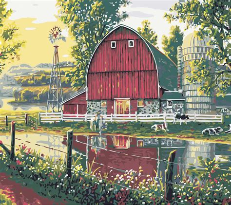 Beautiful Farm Landscape Paint By Number Paint By Numbers For Adult