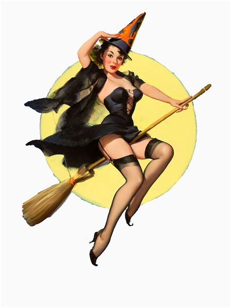 Witch Pinup Girl Halloween Vintage Pin Up T Shirt By Argosdesigns