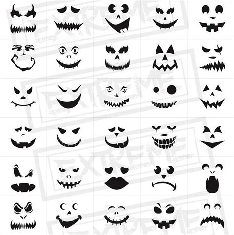 30 Halloween Pumpkin Face Stencils Pumpkin Carving Stencils Etsy