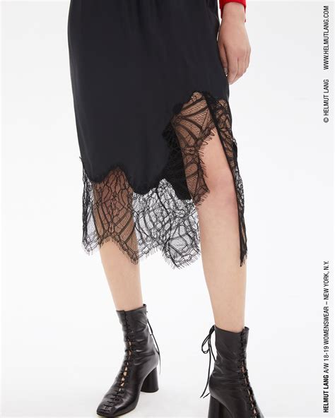 helmut lang black lace slip skirt helmutlang