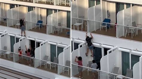 cruise ship passenger captured climbing between balconies cruise news hubb