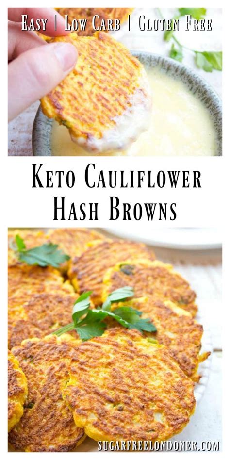 .ketoconnect these easy cauliflower hash browns are the perfect side dish for a keto breakfast. Crispy Low Carb Cauliflower Hash Browns - Sugar Free Londoner