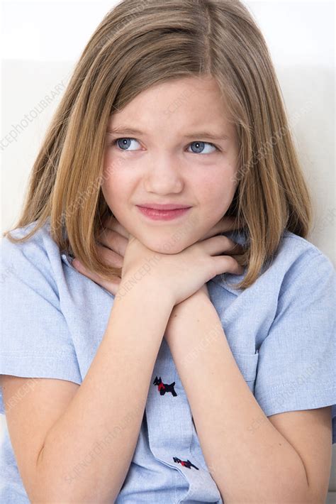 Girl Touching Her Throat Stock Image F0120757 Science Photo Library