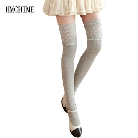 Hollow Out Lace Women Stockings Pure Cotton Sexy Ladies Knee Socks 7