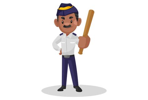 Best Premium Traffic Police Constable Holding Wooden Pipe In Hand