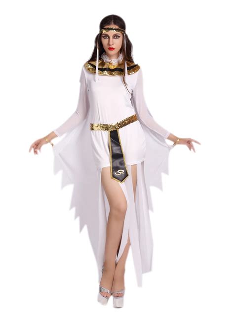 White Sexy Greek Goddess Costume Women High Split Egyptian Goddess Cosplay Costume For Adult In