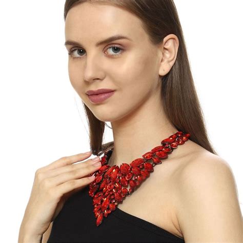 Femnmas Rose Red Statement Necklace Buy Femnmas Rose Red Statement