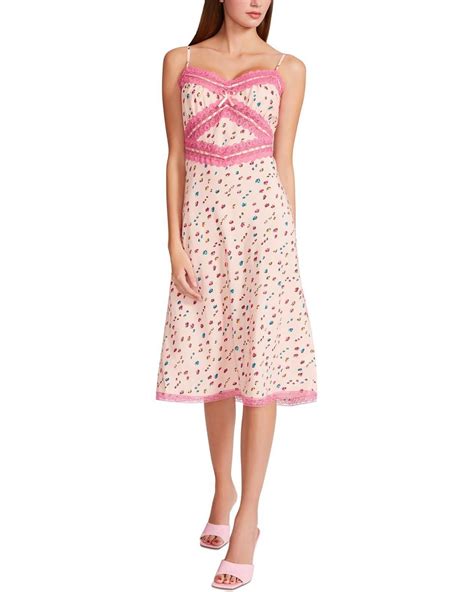 Betsey Johnson Satin Lace Inset Slip Dress In Pink Lyst