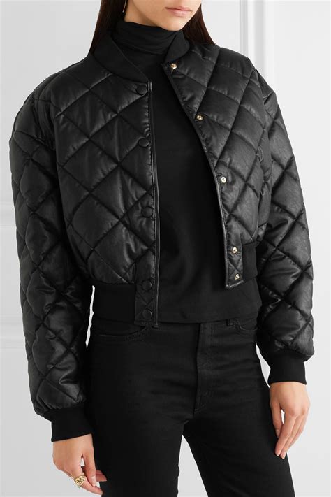 Stella Mccartney Marisa Cropped Quilted Faux Leather Bomber Jacket In