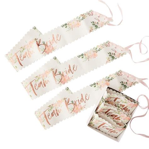 Floral Hen Party Team Bride Sashes 6pk Party Delights