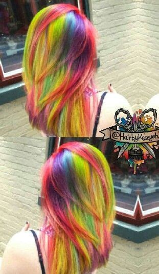 Rainbow Neon Dyed Hair Color Bright Hair Pretty Hair