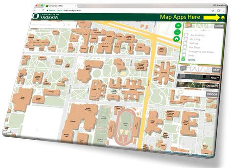 University Of Oregon Campus Map Map Of The Usa With State Names