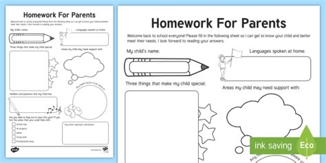 Homework For Parents Worksheet