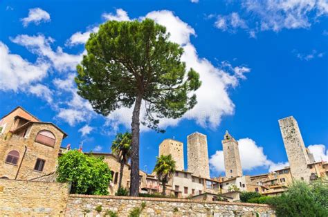 City Walls And Towers Of San Gimignano Tuscany Stock Image Image Of