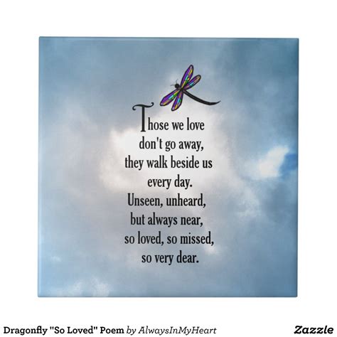 Dragonfly So Loved Poem Ceramic Tile Sympathy Quotes Grieving