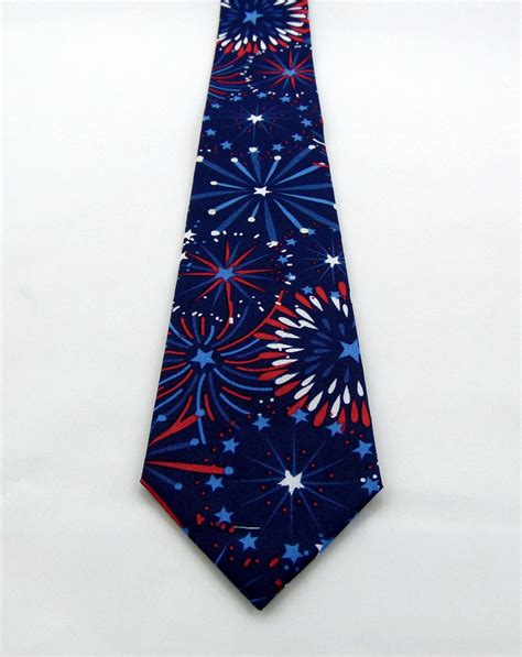 4th Of July Necktie Mens Red White And Blue Independence Day Tie