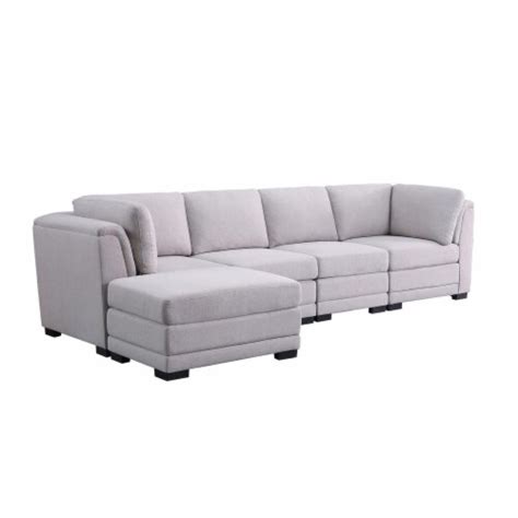 Chase 122 Inch Reversible Left Facing Sectional Sofa Ottoman Light
