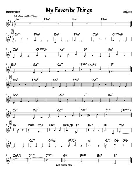 My Favorite Things Sheet Music For Piano Solo