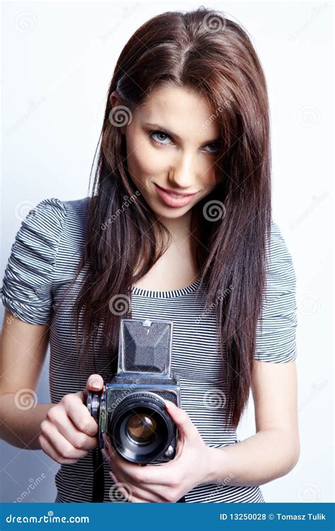 Woman With Camera Stock Photo Image Of Multimedia Digital 13250028