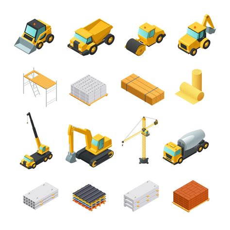 Isometric Construction Icons Set 483802 Vector Art At Vecteezy