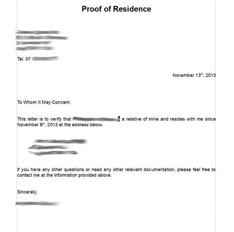 Letter Of Residence Proof Collection Letter Template Collection