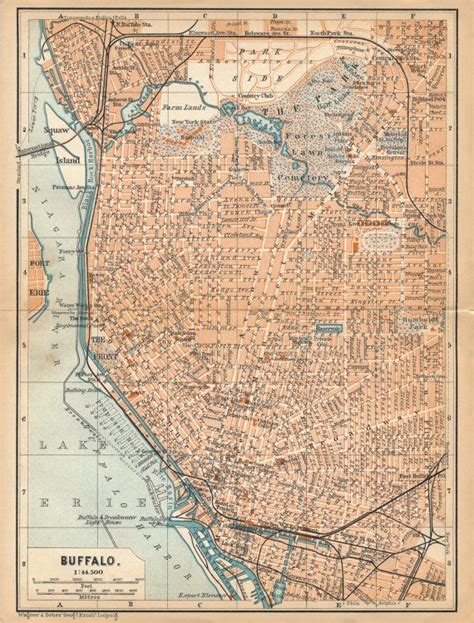 1899 Antique Map Of Buffalo New York Etsy Buffalo City Map Antique