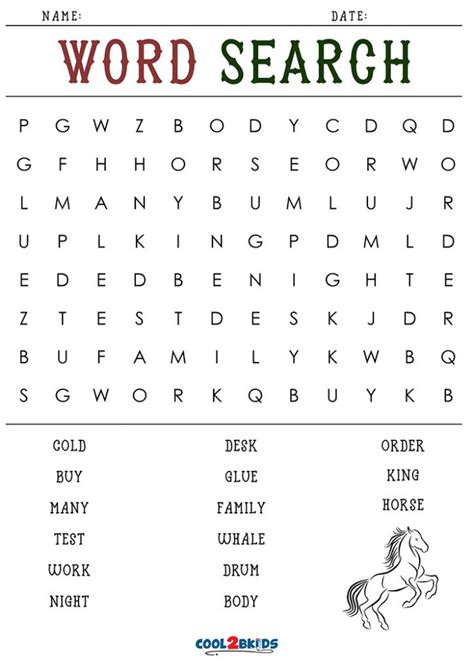 Printable 2nd Grade Word Search