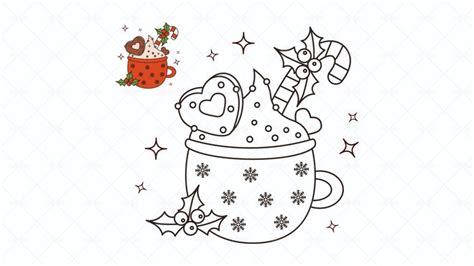 Christmas Hot Cocoa Coloring Page Graphics Motion Array