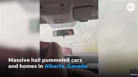 Video Capture Grapefruit Sized Hail Smashing Car One News Page Video