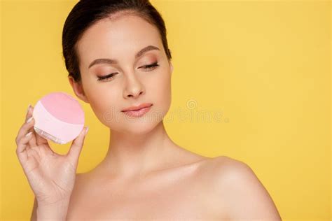 Beautiful Naked Woman Holding Facial Cleansing Stock Photo Image Of Background Woman