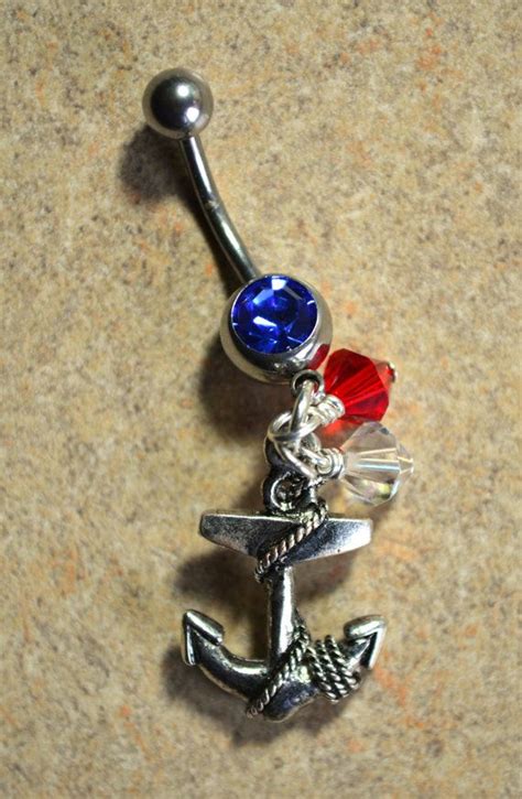 Anchor Belly Button Ring Red White And Blue By Lauriginaldesigns 13 00 In 2019 Belly Button