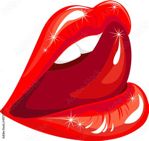 Woman Licking Sexy Red Lips Stock Vector Adobe Stock