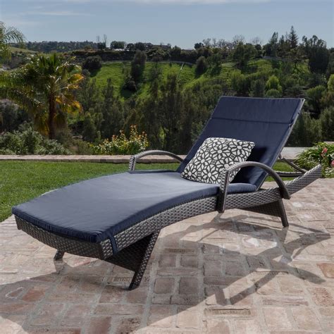 Anthony Outdoor Wicker Adjustable Chaise Lounge With Arms And Cushion