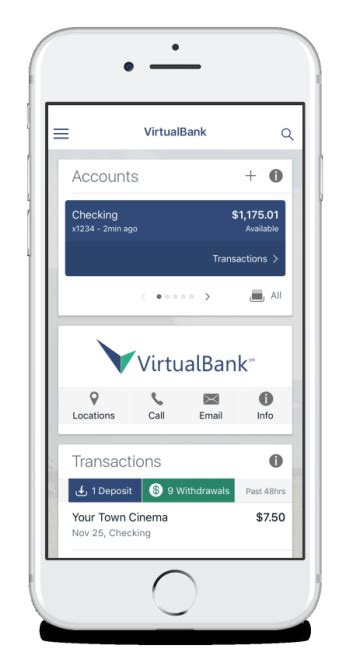 Most banks offer a mobile check cashing app for account holders. VirtualBank Mobile Banking