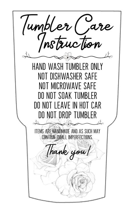 Free Printable Tumbler Care Instructions You Can Instantly Download All