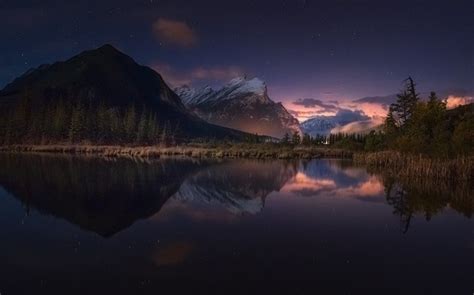 1300x812 Nature Landscape Starry Night Lake Mountain Reflection