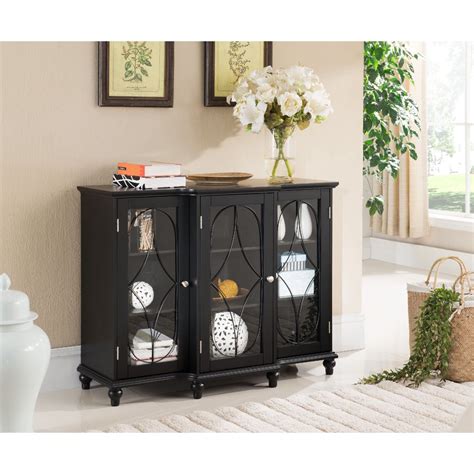 Black Wood Contemporary Sideboard Buffet Console Table China Cabinet