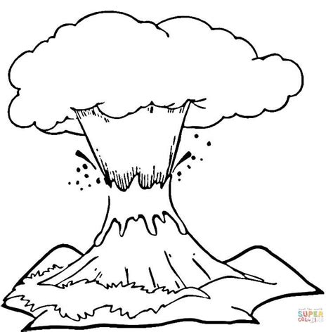 Dibujo De Volcán En Erupción Para Colorear Dibujos Para Colorear