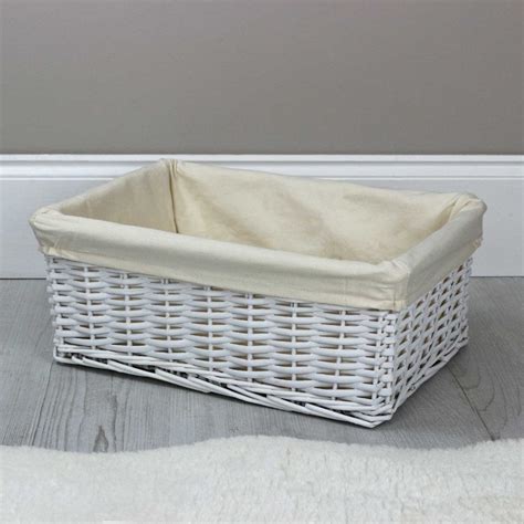 Granny says wicker baskets, rectangle wicker baskets with handles, wicker storage baskets for organizing kitchen, walnut, 13 x 8.2 x 7, set of 2 4.6 out of 5 stars 597 $28.99 $ 28. Lightweight White Wicker Lined Storage Basket - The Basket ...