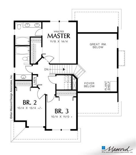 Upper Floor Plan Of Mascord Plan 2154f The Corbett Traditional Plan