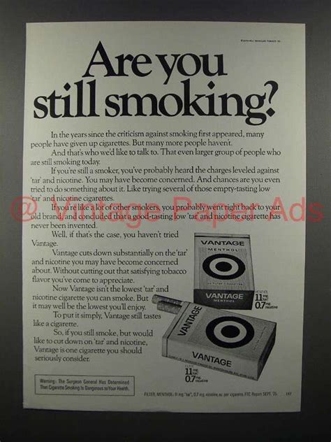 1976 Vantage Cigarette Ad Are You Still Smoking At0748