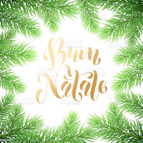 Buon Natale Italian Merry Christmas Holiday Golden Hand Drawn Calligraphy Text For Greeting Card