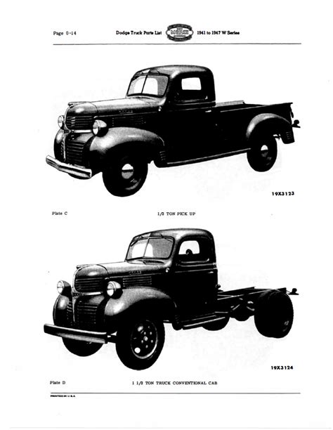 1941 1947 Pdf Parts Catalog For Dodge Truck W Series Vintage Moparts