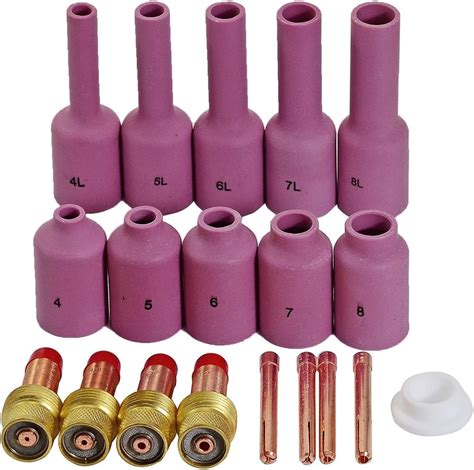 TIG Long Gas Lens Collet Long Alumina Cup Kit Fit DB SR WP 17 18 26 TIG