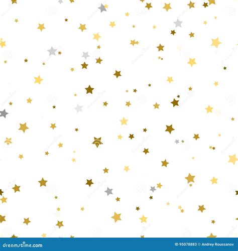 Holiday Background Seamless Pattern With Stars Gold And Silver Stock