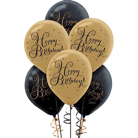 Black & Gold Birthday Balloons 15ct | Party City