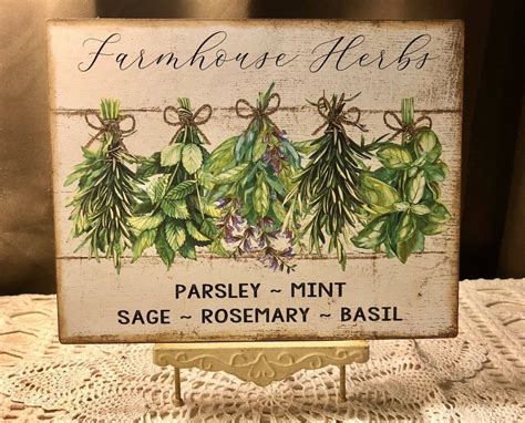 Farmhouse Herbs Kitchen Herb Handcrafted Plaque Sign Etsy