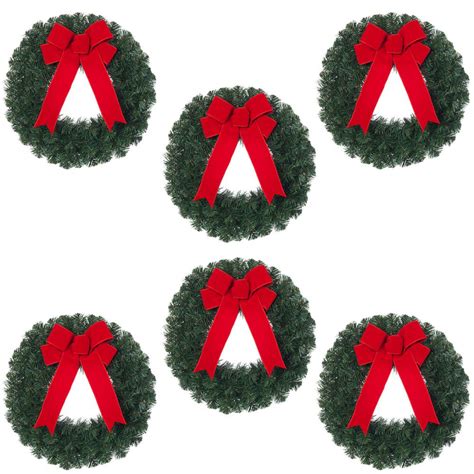 Home Accents Holiday 20 In Unlit Artificial Christmas Wreath With Red