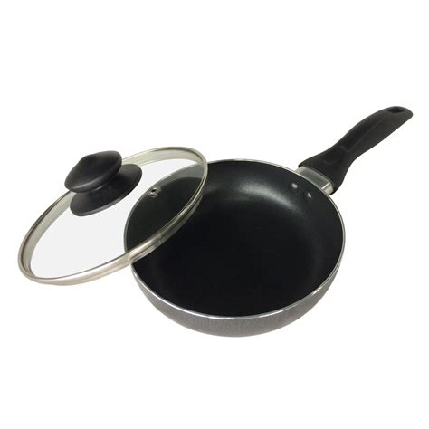 Bene Casa 6 Inch Nonstick Fry Pan Glass Lid Fry Pan Charcoal Black